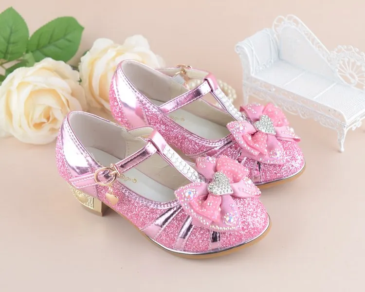Slyxsh Обувь для девочек принцесса Обувь сезон: весна–лето бантом Детские свадебные босоножки для Детская Вечеринка обуви на высоком каблуке размер 27-37