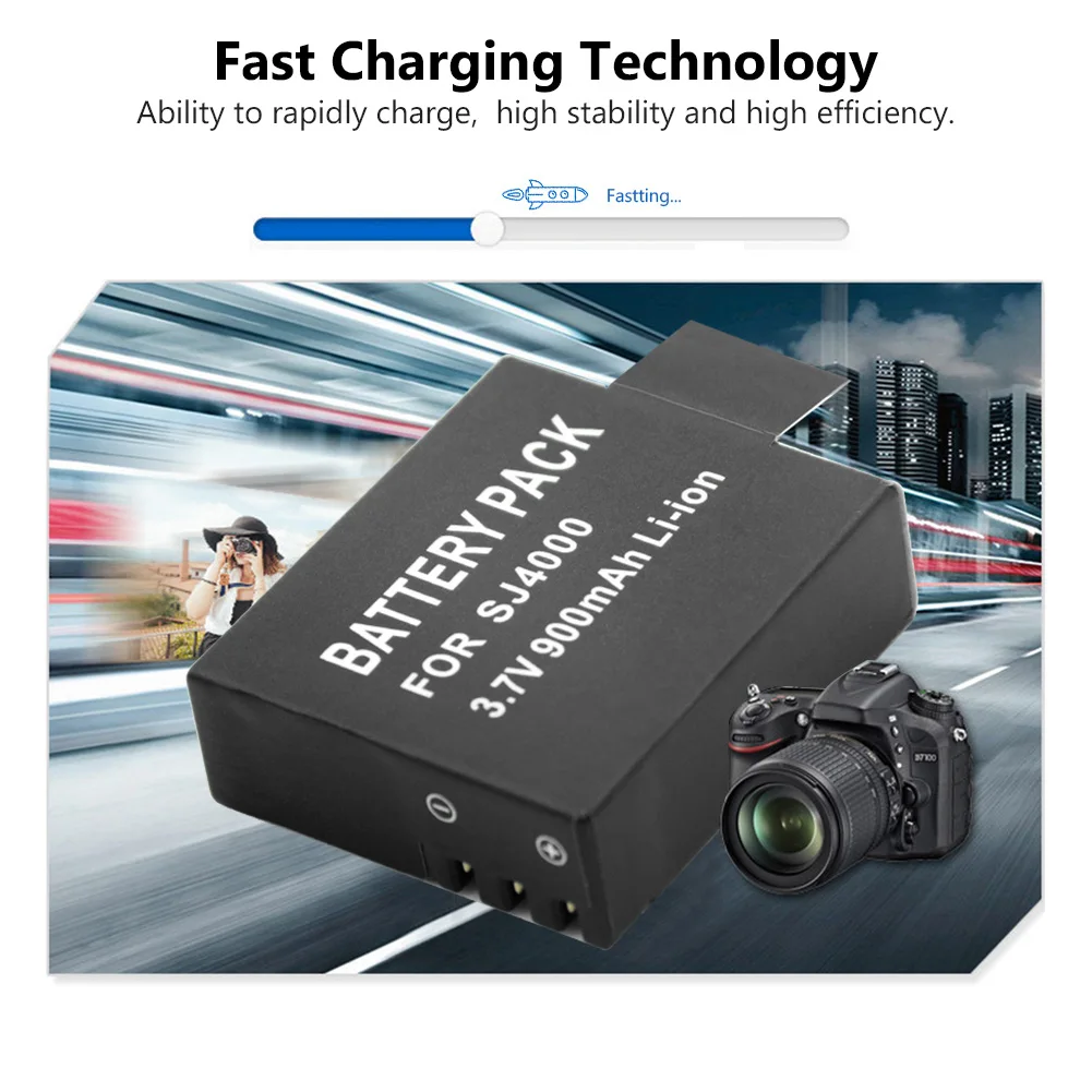Перезаряжаемый литиевый цифровой аккумулятор 3 7 в 900 мАч для камеры SJCAM SJ7000 SJ6000