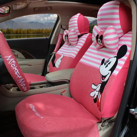 fashion stripe mickey mouse car seats covers full set front rear polka