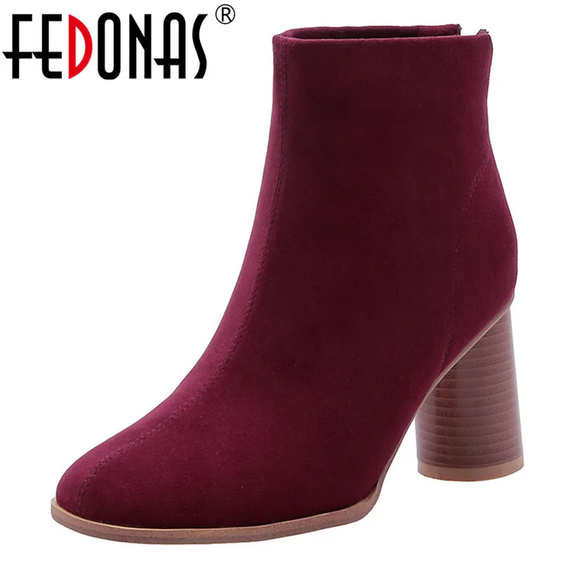 

FEDONAS 2020 Autumn Winter New Chelsea Boots Warm Comfortable Women Ankle Boots Zipper Short Boots Elegant Party Shoes Woman