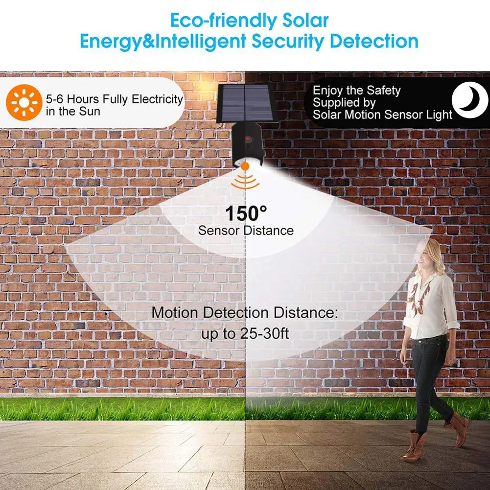 

Solar Motion Sensor Lights 5W Wireless LED Flood Security Light 3 Modes 360 Degree 10 LED JA55