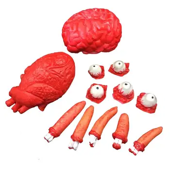 

5PCS/Set Halloween Realistic Broken Hand Realistic Body Part Brain Heart Finger Eyeball Organ Shape Decoration Tool Props