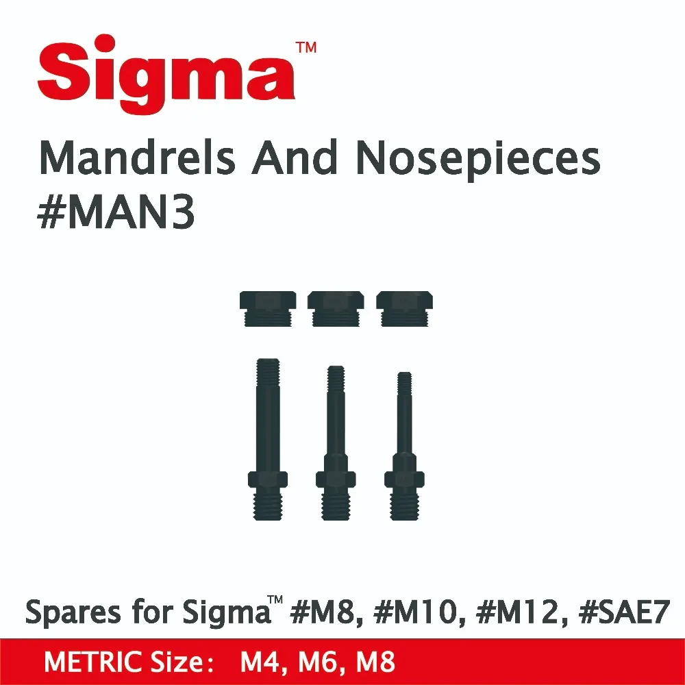 Sigma# MAN3 запасные Оправы/Nosepieces набор только применим для Sigma заклепки с резьбой гайка дрель Адаптеры# M6# M8# M10# M12# SAE7