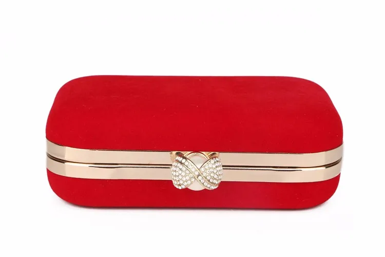 Luxy Moon Small Pure Red Velvet Clutch Box Bag Top View