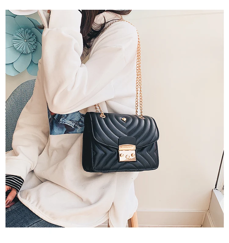 Роскошная сумочка, простая квадратная сумка, модная новая качественная женская дизайнерская сумка из искусственной кожи, сумка на плечо с замком и цепочкой