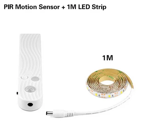 Светодиодный датчик движения Onder Kast licht 5 v Draadloze PIR, светодиодный светильник, Светодиодная лента, Светодиодная лента, Slaapkamer Garderobe Keuken Kast night verlichting - Цвет: LED Strip 1M