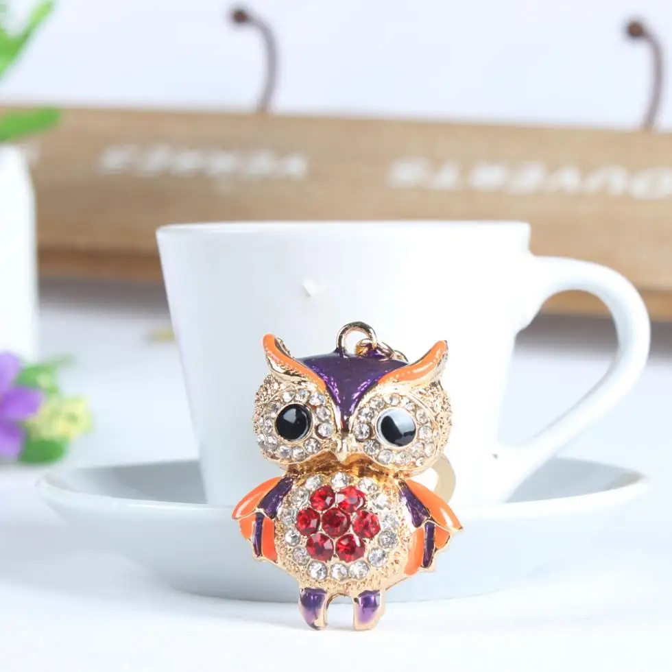 

Owl Bird Lovely Cute Crystal Charm Purse Handbag Car Key Keyring Keychain Party Wedding Birthday Gift