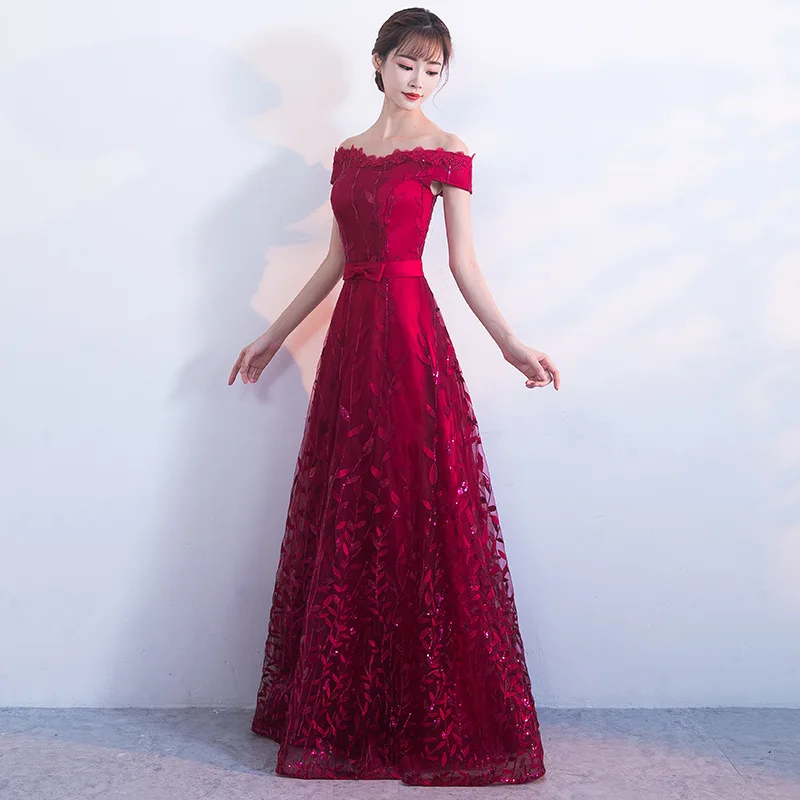

Bride Wedding Evening Dress Red Qipao Long Princess Prom Gown Sexy Cheongsam Chinese Dress 2017 Autumn Traditional Dresses