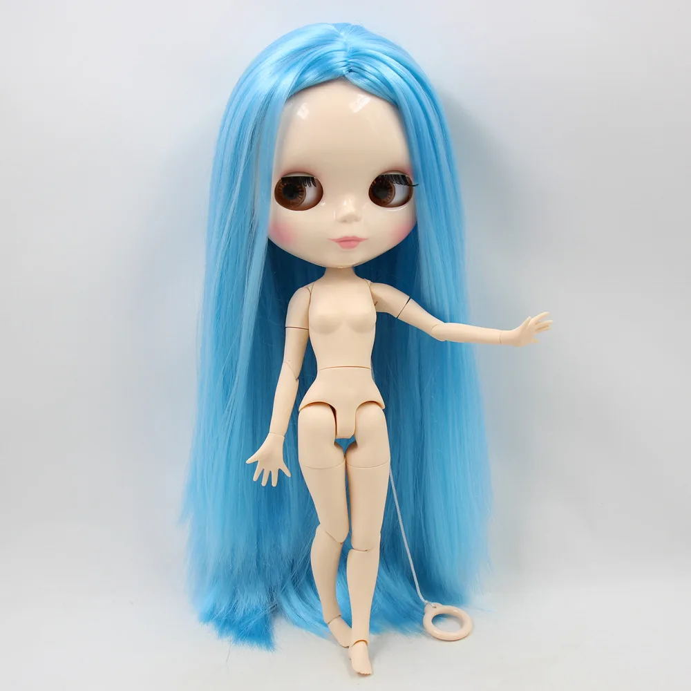 Blyth 1/6 шарнир тело Обнаженная кукла голубые прямые мягкие волосы белая кожа без бахромы/челка блестящее лицо 30 см BJD No.280BL6023