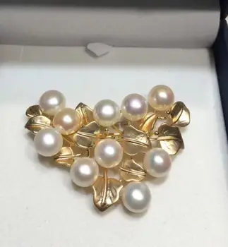 

free shipping >>>>noble jewelry New design 8-9mm Freshwater Pearl Brooches