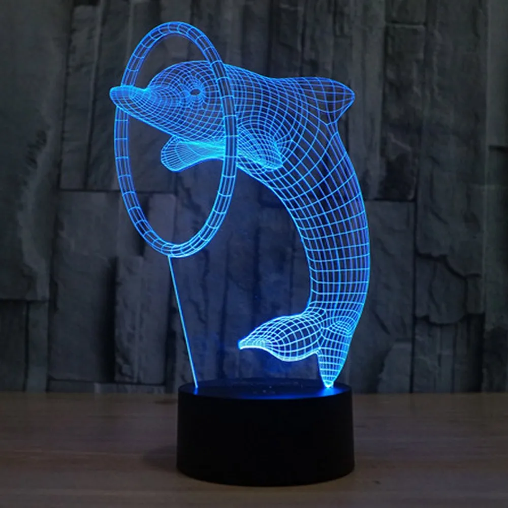 Милый Дельфин 3D ночник kinderschoenen met led verlichting lampe deteteur de mou