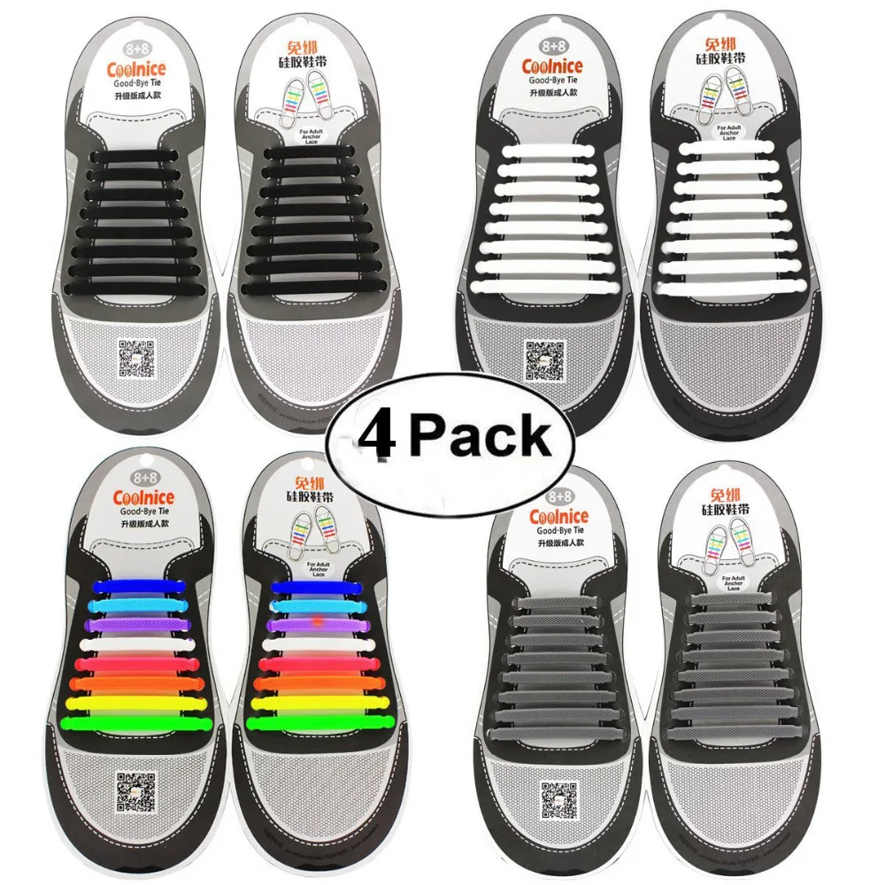 

3pack No Tie Flat Shoelaces Waterproof & Stretchy Silicone Shoe Laces ,For Kids&Adults,Men & Women ,Athletic & Hiking Boots ,Sn