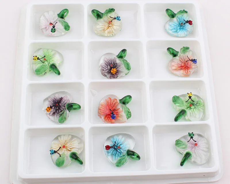 

New Arrival Summer Flower Heart Pendant Murano Glass Pendant Glass Charm for Necklace Wholesale C17