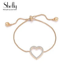 Модный Регулируемый циркониевый браслет для женщин золотая коробка с сердцем цепочка Ювелирные изделия в форме сердца браслет подарок