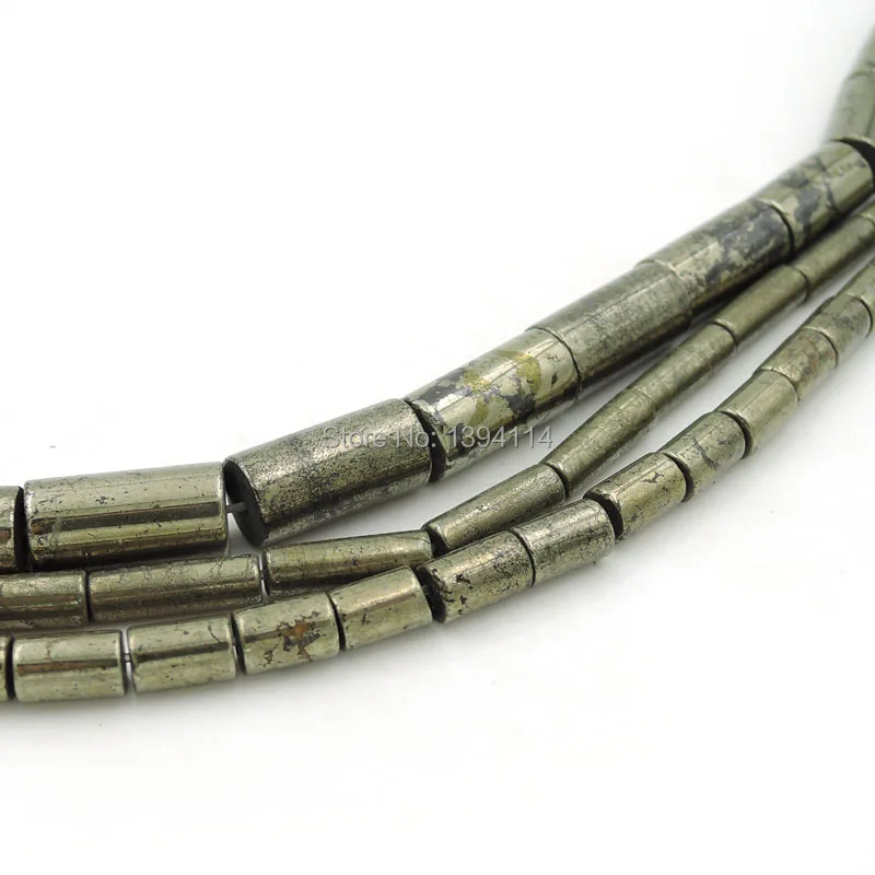Natural Pyrite Cylinder Horizontal Hole Beads Strand For Making Bracelets Or Necklaces Jewellery Approx 16 Inches | Украшения и