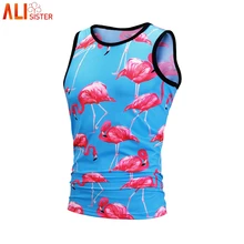 Alisister мужская майка с Фламинго 3d Цветочный Принт без рукавов Мужской Гавайский жилет спортивная рубашка без рукавов майки Camisa