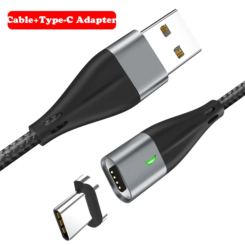 Grey Cable-Type-C Быстрая зарядка 3,0 3A Магнитный кабель 1 м/2 м магнитное зарядное устройство Micro usb type C кабель передачи данных для быстрой зарядки поддержка передачи данных - Цвет: Grey Cable-Type-C