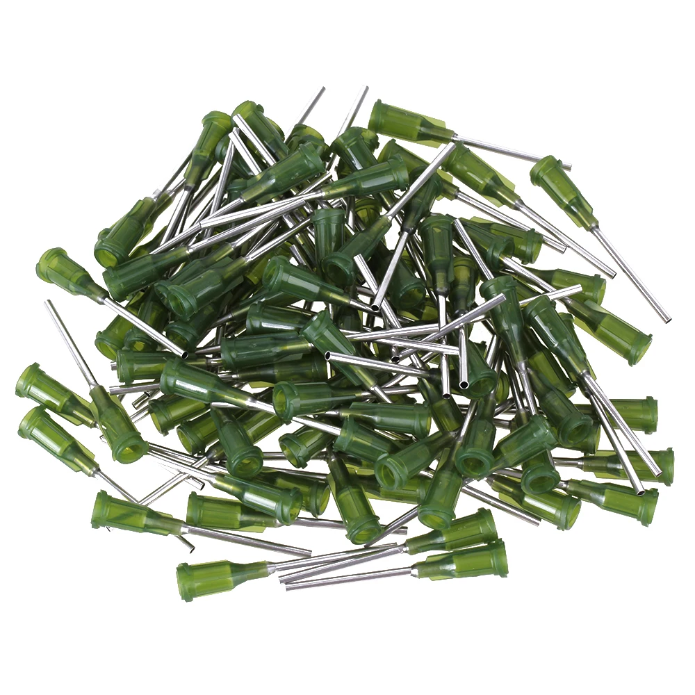 

100pcs 1 Inch 14Ga Blunt Dispensing Needles Syringe Needle Tips Olive Color