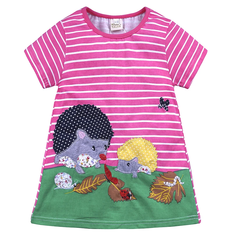 

Summer dress for girls 2019 brand animal dress princess tunic from jersey Children's suit Clothes for Baby birthday dress