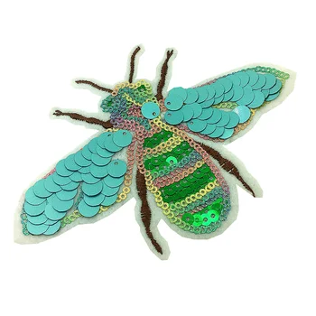 

5pc Bees Sequin Embroidery Patch Beetle Embroidered Applique Beaded Patches For Clothing Appliques Parches Bordados Ropa AC1418