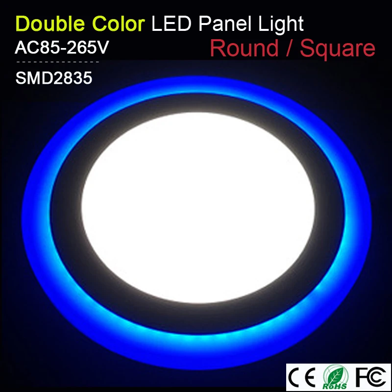 LED Downlight Panel Light 6W 9W 18W 24W 3 Model Round Square Double Color AC85-265V Warm white Blue color Indoor Lighting Bulb