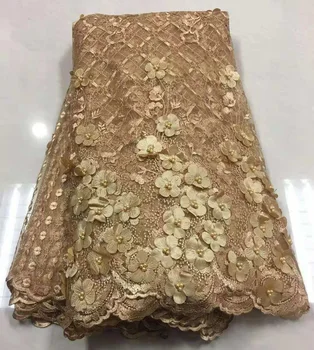 

Latest Gold French Tulle Lace Fabric With Stone Nigerian Mesh Lace 2018 High Quality Lace African Dresses For Women