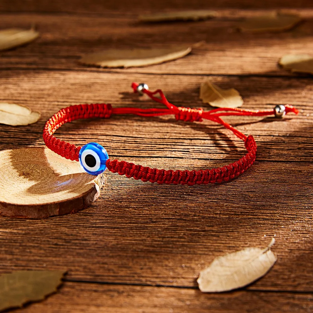 Rinhoo Charm Turkish Evil Eye Hand Braided Red Thread String Bracelet Women Men Lucky Red Rope Adjustable Bracelet Jewelry Gifts