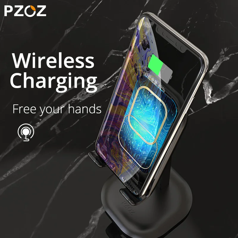 PZOZ Qi Беспроводное зарядное устройство держатель телефона док-станция Подставка для iphone 8 X XR XS Max 10 Вт Беспроводная Быстрая Зарядка samsung Galaxy S8 S9 S10