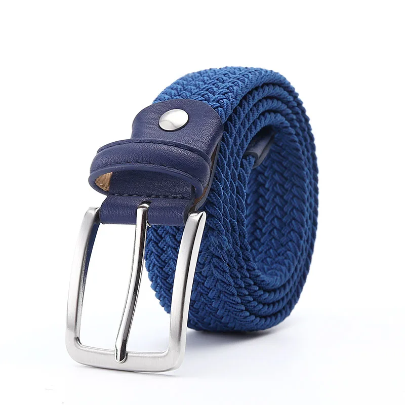 JUIHUGN Men Blue Elastic Stretch Waist Belt Canvas Stretch Braided Elastic Woven Leather Belt 1-3/8 Wide Hot Metal Stretch Belt for Men Green 160cm