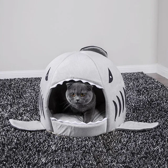 Кошка акула кровать Дом Сладкая корзина собака игрушки хомяк клетка пещера
