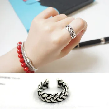 

Trendy Bohemian Vintage 925 Sterling Silver Weaving Rings for Women Wedding Engagement Antique Ring Christmas Gift Anillos
