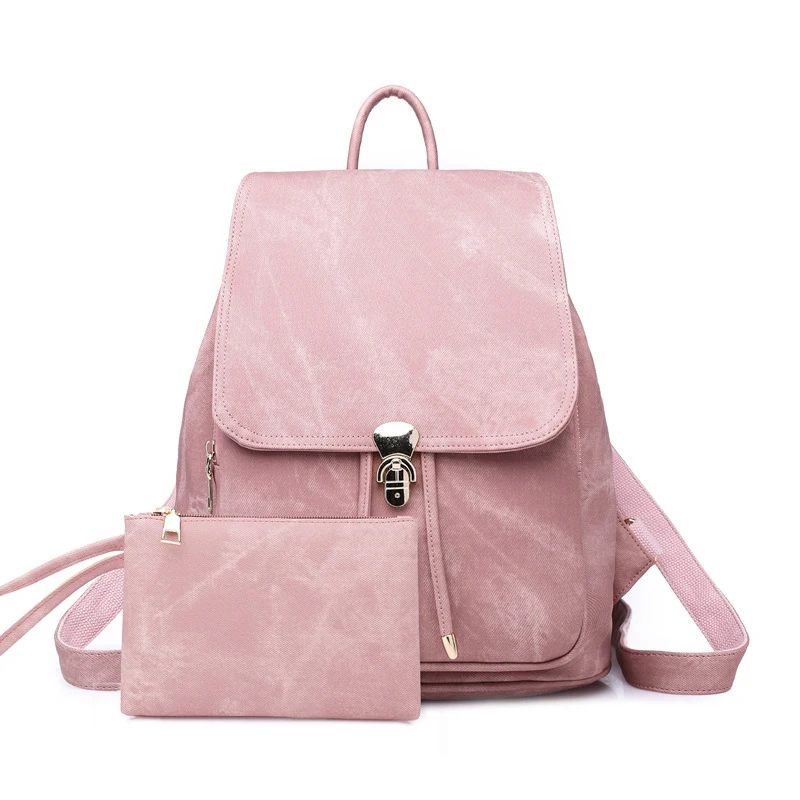 Рюкзак Amberler из искусственной кожи, женские школьные сумки высокого качества, женские дорожные рюкзаки для ноутбука, детские школьные сумки для девочек-подростков - Цвет: Розовый