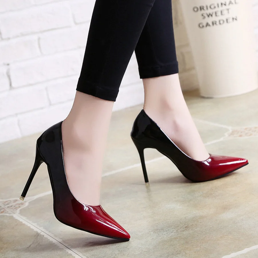 SalePirce Nude/Black Purple Gradient Color Patent Leather Pointed Toe Pumps Stiletto Heels Banquet Shoes Shallow Cut Pumps SalePirce Nude/Black Purple Gradient Color Patent Leather Pointed Toe Pumps Stiletto Heels Banquet Shoes Shallow Cut Pumps