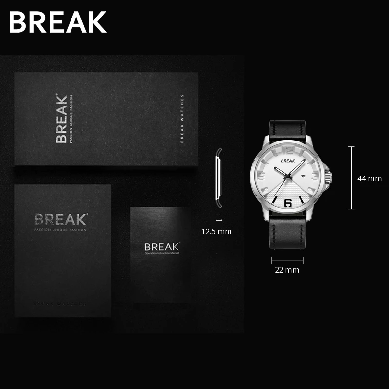 Мужские часы BREAK 2019 модные повседневные ведущей марки Подарочные Кварцевые
