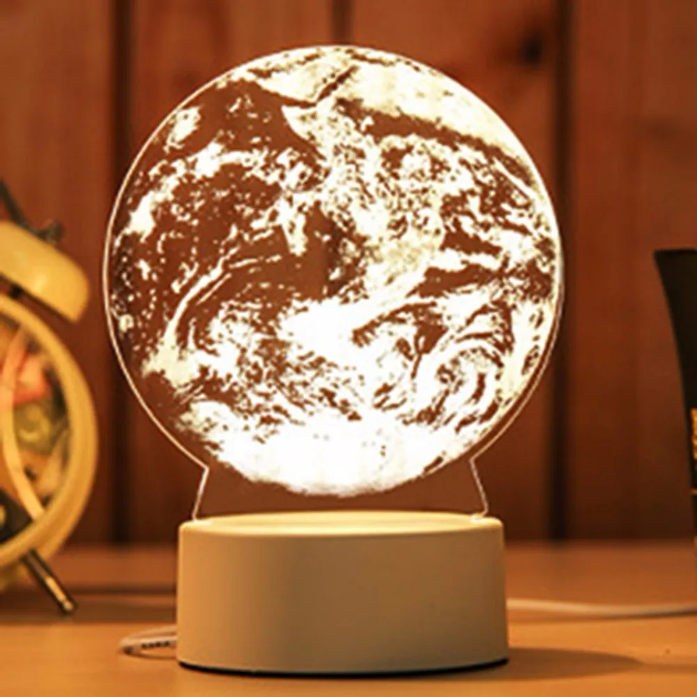 Creative 3D Night Light 7 Color Change Touch USB Charge 3*AA Batteries