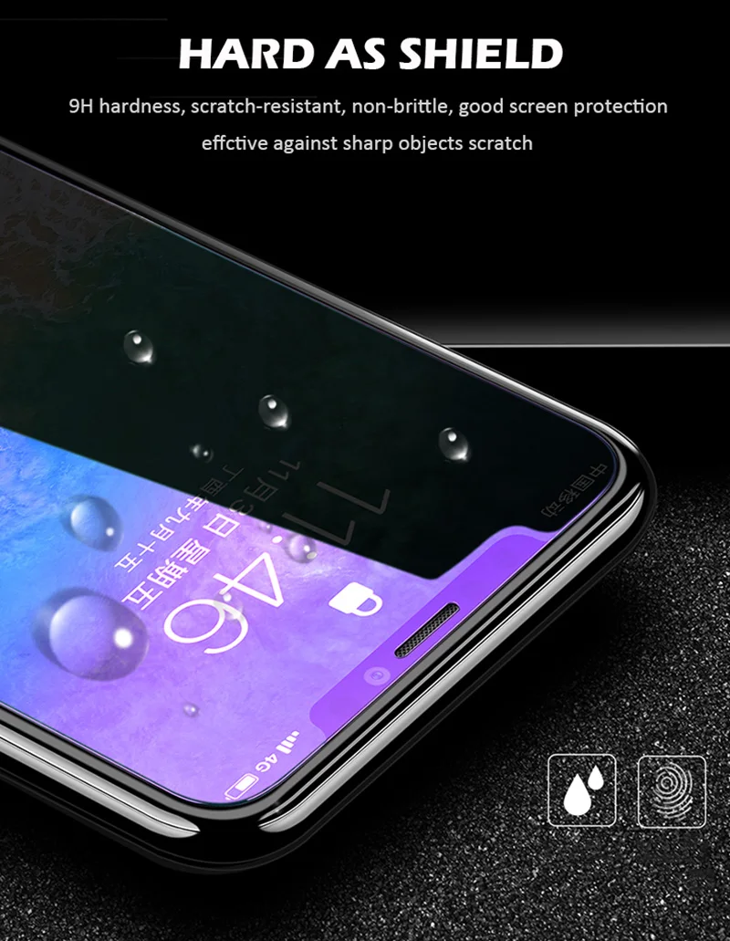 KIPX1127_2_Anti Blue Light Tempered Glass for iPhone 6 6S 7 8 Plus XS XR XS Max 9H 2.5D Protective Film