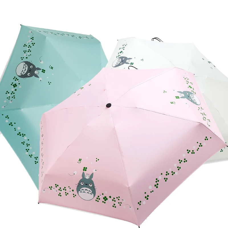 Mini Pocket Umbrella Rain Women Sunny and Rainy Folding Umbrellas For Kids Cartoon Cat Small Phone Parasol Travel | Дом и сад