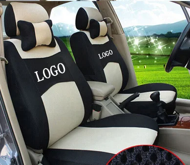 

grey/red/beige Embroidery logo Car Seat Cover Front&Rear complete 5 Seat For Chevrolet Cruze AVEO Sail Silverado Free shipping