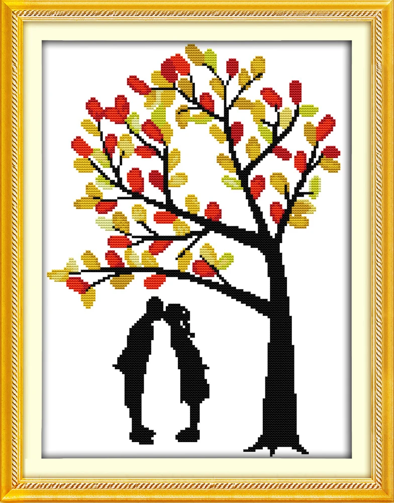 

Joy Sunday Lovers tree Comes Painting Cross Stitch Patterns Embroidered Needlework Embroidery Cross Stitch Patterns for Beginner