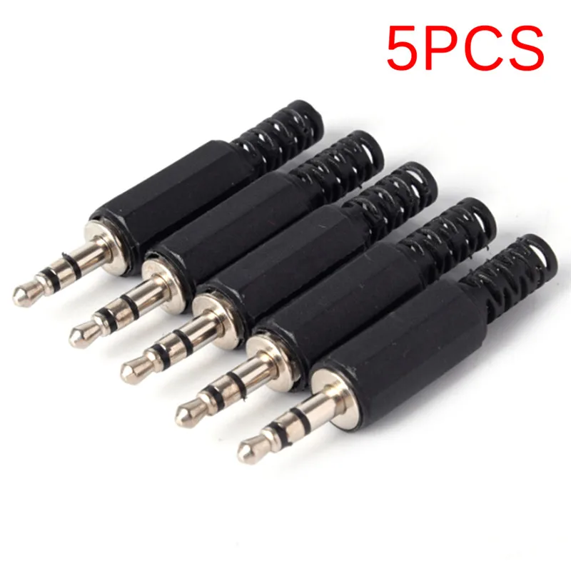 

5pcs High quality Black 3.5mm Connector 3.5 mm Headphone 4 pole DIY Plug For 4mm Cable Audio Adapter
