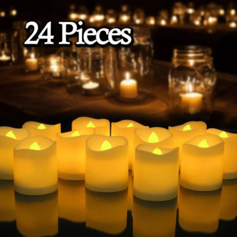 24 PCS Flameless Votive Candles Battery Operated Flickering LED Tea Light 
