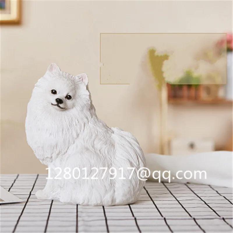 Моделирование собаки милый щенок статуя померанского творческий домашний декор смолы фигурка Коллекционная модель игрушки подарок P958