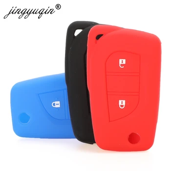 Keyforkess 30pcs Del Silicone 2 Bottoni Copertura Della Cassa Chiave Dell'automobile Per Toyota Hilux Corolla avensis Prado Fortuner RAV4 CHR Auto accessori