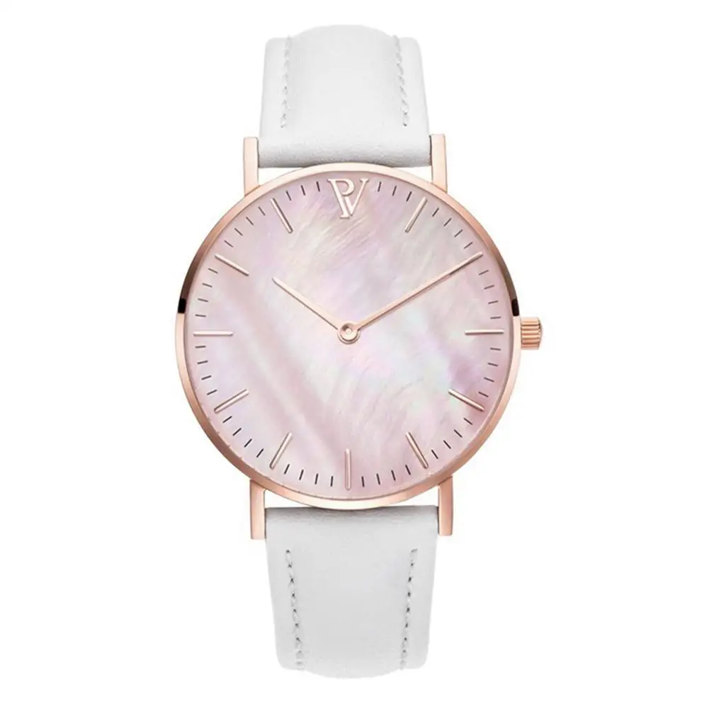 

Hot Fashion Women Girl Shiny Shell Dial Faux Leather Strap Quartz Analog Wrist Watch