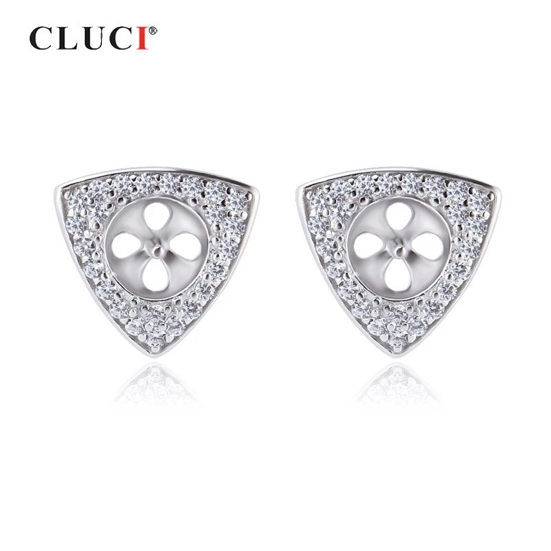 

CLUCI Simple Authentic 925 Silver Triangle Stud Women Zircon Earring for Wedding Engagement Formal Occasion Jewelry