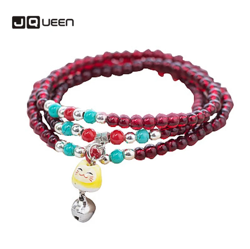 

2019 cute Lucky Cat Bell Gifts for Girlfriend Ceramic Beaded Bracelets fashion jewelry