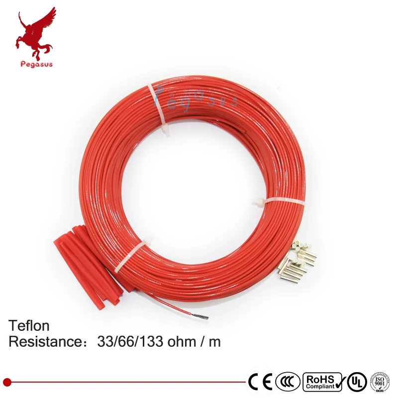 

100meters 33ohm 66ohm 133ohm high quality Teflon PTFE carbon fiber heating wire Heating cable Infrared floor heating system