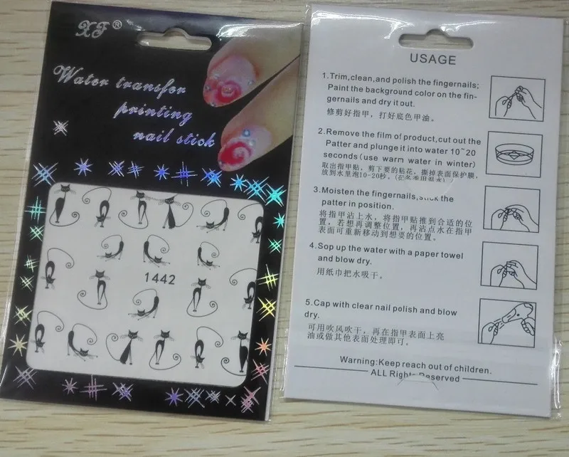 2 листа, наклейки для ногтей с кошками, наклейки на ногти в европейском и американском стиле, переводные наклейки, наклейки для маникюра, Цветочные наклейки для ногтей, декоративные наклейки для ногтей