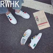 RWHK 2019 spring new female Korean student fashion color matching shoes flat magic paste flat shoes casual shoes B358 RWHK 2019 spring new female Korean student fashion color matching shoes flat magic paste flat shoes casual shoes B358