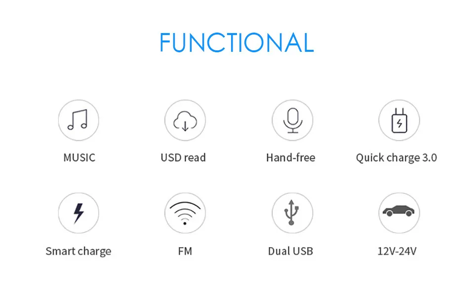 Wireless Bluetooth FM Transmitter Bluetooth Car Kit Handsfree USB Car MP3 Player Voltage Display QC 3.0 Car charger (3)